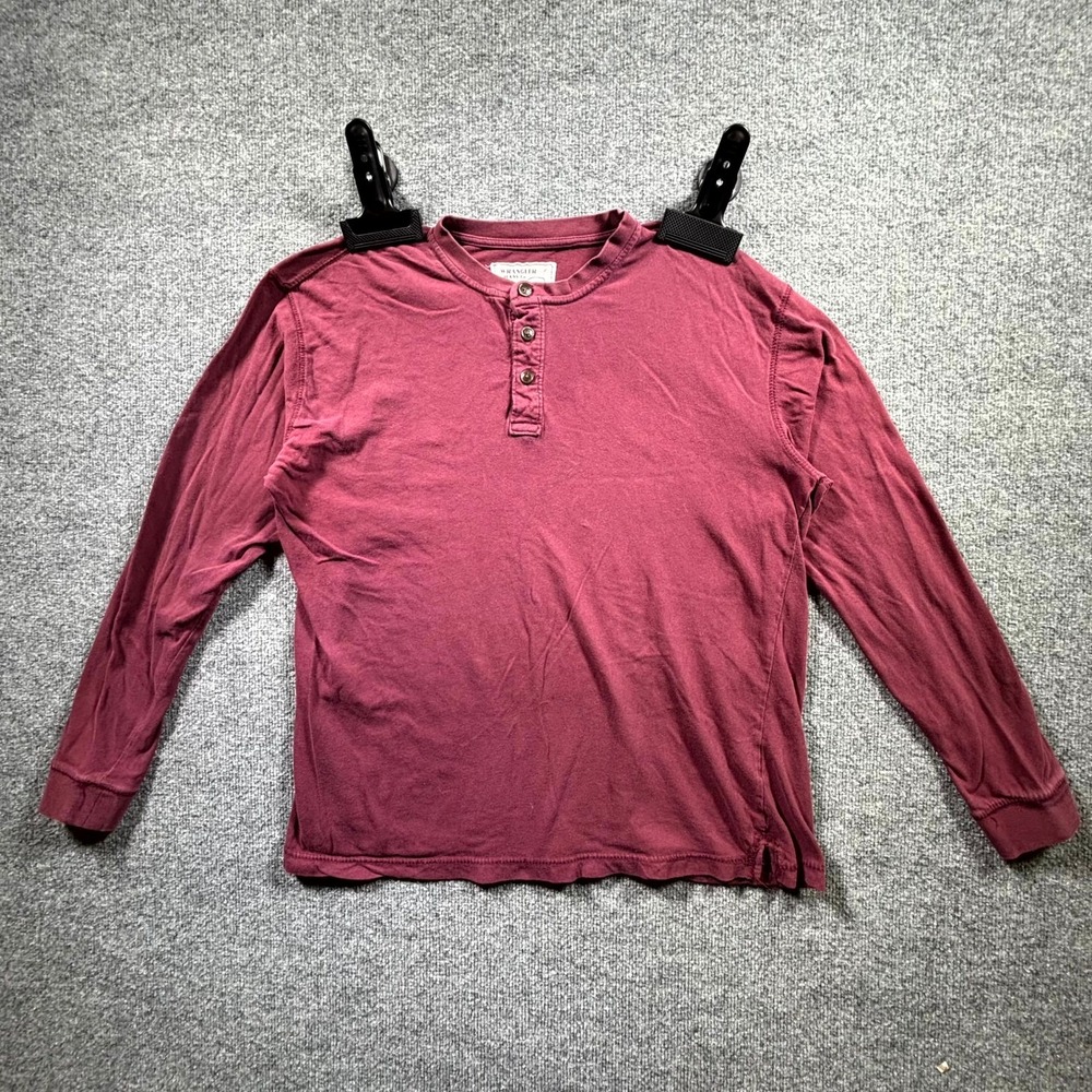 Wrangler Jeans Co. Henley Shirt Mens Large Burgundy Knit Cotton Long Sleeve